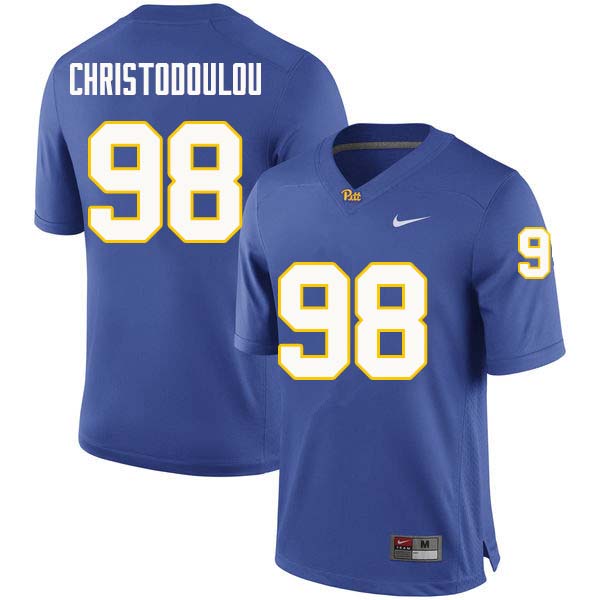 Men #98 Kirk Christodoulou Pittsburgh Panthers College Football Jerseys Sale-Royal